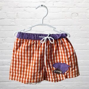 Dapperly Done Designs // Boys SC Clemson Football Orange Gingham Shorts